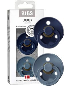 BIBS Colour Schnuller 2er-Pack, BPA-frei, Kirschform Nippel. Naturkautschuk / Latex, Hergestellt in Dänemark. Größe 1 (0-6 Monate), Deep Space / Petrol