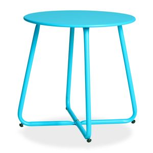 Homestyle4u 2484, Beistelltisch Gartentisch Blau Metall Tisch Ablage Indoor Outdoor