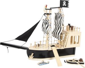 small foot Piratenschiff für Biegepuppen aus Holz, großes Spielschiff mit reichlich Zubehör und Funktionen, Spielzeug, 12411