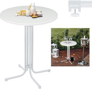 XMTECH Stehtisch Tisch Bistrotisch Ø80cm Klappbar Partytisch Bartisch Klapptisch Gartentisch mit Verstellbaren Füße Stabil und Wetterfest für Indoor und Outdoor, Weiß