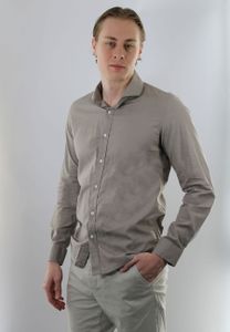 Vercate - Beiges Hemd - Slim-Fit - Leinen & Baumwolle - Größe 39/M