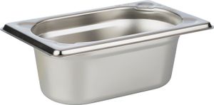 APS 81502 GN 1/9 Behälter, rostfreier Gastronormbehälter Edelstahl, Abmessungen 175 x 105 mm/Höhe 65 mm/Volumen 0,6 Liter