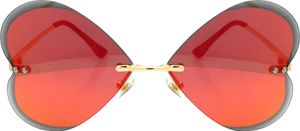Große Herzbrille Rot Orange Verspiegelt Herz Form Sonnenbrille Gläser mit Facettenschliff Luxxada Luxus Festivalbrille