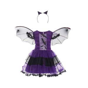 Mädchen Hexenkostüme Bow Knot Hexen Kleider Set Niedlich Halloween kostüm Outfit  Fledermaus,Größe:130