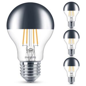 Philips LED Lampe ersetzt 50W, E27 Standardform A60, Kopfspiegel, warmweiß, 650 Lumen, dimmbar, 4er Pack