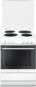 Amica SHE 11660 W, Voľne stojaci sporák, Biela, Otočné, Horné predné, Utesnená platňa, 4 zone(s)