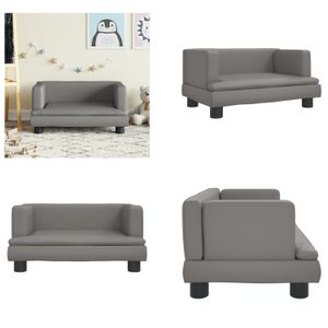 vidaXL Kindersofa Grau 60x40x30 cm Kunstleder - Kindersofa - Kindersofas - Minisofa - Spielzimmersofa