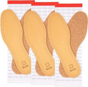 3 x Ledereinlegesohlen mit echtem Naturkork – Einlegesohlen aus pflanzlich gegerbtem Leder - Korksohlen gegen Schweißfüße - für Damen und Herren Schuhe 45