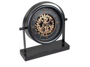 formano Moderne Standuhr mit Beweglichen Zahnrädern 34cm Metall Clock Antikfinish