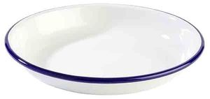 APS Teller tief ENAMELWARE aus emailliertem Stahl Weiß / Blau ØxH: 22 x 3,5 cm