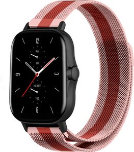 Strap-it Milanese Armband - Kompatibel mit Amazfit GTS 2 Armband Ersatzarmband Edelstahl - Armband mit Magnetverschluss - Hochwertiges Material - für Smartwatch 20mm Armband Rot