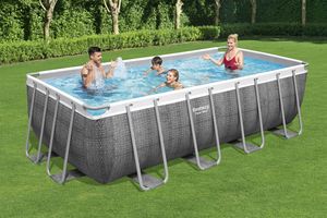 Kompletná súprava bazéna s rámom Power Steel™, štvorcový, s filtračným čerpadlom, bezpečnostným rebríkom a krytom 488 x 244 x 122 cm, Bazény, Plávanie, Bazény