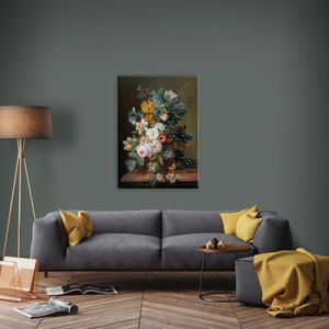 Art for the Home Leinwand Bild Wanddeko Schlafzimmer Wohnzimmer Stillleben mit Blumen 100 x 70 cm