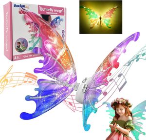 LED Feenflügel, Elektrische Schmetterlingflügel Elfen Flügel für Erwachsene Frauen und Mädchen, Fee Kostüm Zubehör für Cosplay Halloween Karneval