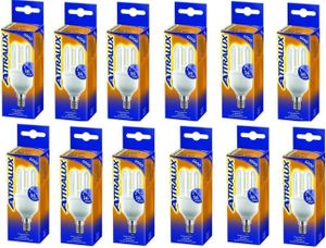 12 x ATTRALUX Energiesparlampe 8W=36W E14 A 380lm 2700K WarmWhite 6000hrs.