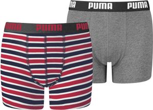 2er Pack PUMA Basic Boxershorts Printed Stripe Kinder ribbon red 170-176