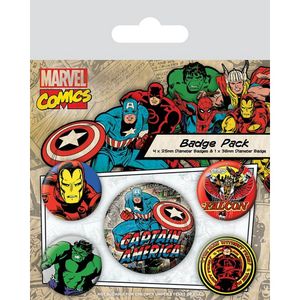 Marvel - "Captain America" sada odznakov 5-pack - plast PM186 (jedna veľkosť) (farebná)