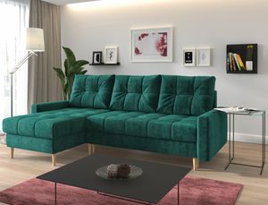 Ecksofa SCANDI L-form Sofa Mit Schlaffunktion Wohnlandschaft Wohnzimmer L Couch - Grün