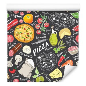 10m VLIES TAPETE Rolle Esszimmer Pizzas Italienisch Zutaten Tomaten XXL