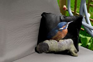 MuchoWow® Outdoor Kissen - Eisvogel - Federn - Vogel - 45x45 cm - Wetterfest - Lounge Kissen - Fotokissen - Dekoratives Kissen