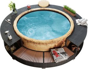 Möbel Whirlpool-Umrandung Schwarz Poly-Rattan - Poolzubehör 41454