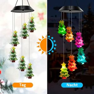 Bunte -Solar-Windspiel-Lichter, Weihnachtsbaum-Solar-Windspiel für den Außenbereich, LED-dekorativ, wasserdichte dekorative Außenleuchten