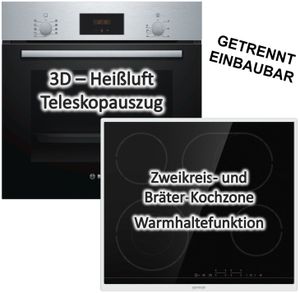 Bosch Einbau-Backofen HBF114ESO mit Gorenje Glaskeramikkochfeld ECT643BX - autark, 60 cm
