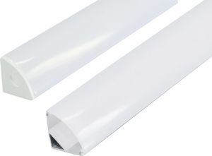 2m Eckprofil Eckschiene Eckleiste Aluprofil Eck Alu Schiene Profil mit Milchglas Abdeckung V-Profil Kanal System für LED-Streifen Profil J
