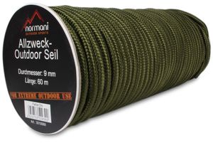 Allzweck-Outdoor-Seil, 9 mm x 60 m - Oliv - 60 Meter Allzweck-Outdoor-Seil, 9 mm x 60 m - Oliv - 60 Meter