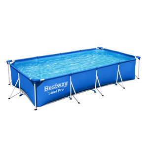 Bestway® Frame Pool Steel Pro, čtvercový, modrý, 400 x 211 81 cm, s opravnými záplatami, bez čerpadla
