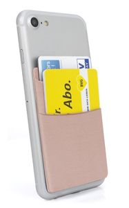 MyGadget 2 Fächer Handy Kartenhalter zum aufkleben - RFID Blocking - Haftendes Kartenfach, Kartenhülle, Karten Halterung - Geldbörse Smartphone Etui Roségold
