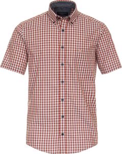 CASAMODA Herren Freizeithemd Kurzarm Button-Down Casual-Fit Orange kariert L