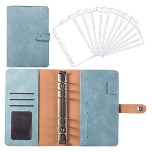 Notebook Binder Budgetplaner Binder Cover mit 12 Stück Bindetasche Persönliches Bargeld Budget Umschläge System 6-Loch Bindemappe,Retro Cyan
