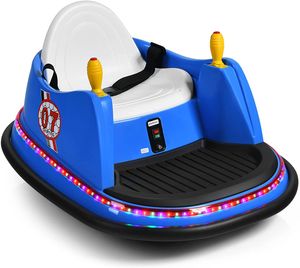 COSTWAY 6V dětské odrážedlo s dálkovým ovládáním, elektrická vozidla s barevnými světly a hudbou, dětská vozidla 360 stupňů, jezdící vozidla pro děti od 2 do 5 let (modrá)