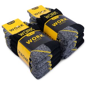 10 oder 20 Paar kurze Arbeitssocken Herren Kurzsocken Baumwolle WORK Socken 10202 - 10Paar Schwarz/Grau Meliert  47-50