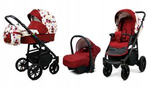 BabyLux® Color Lux | Kočík 3v1 Bambimo | Meadow Flowers | Kombinovaný kočík | Set kočík + prenosná postieľka + autosedačka / kolíska do auta