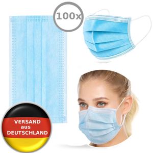 100x Einwegmaske Atemschutzmaske Gesichtsmaske Schutzmaske Mundschutz Atemschutz Einweg Maske Einweg-Masken infektionsschutz Schutz  3-lagig