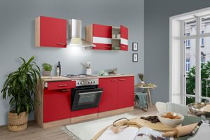 Küche Küchenzeile Küchenblock Einbauküche Eiche Rot Merle 210 cm Respekta