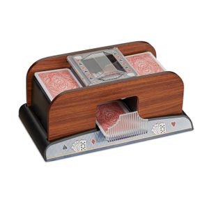 relaxdays Card Shuffler 2 Decks Drevený vzhľad