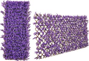 COSTWAY Sztuczny bluszcz ogrodowy ekran prywatności 180x90cm, żywopłot ścienny z liśćmi eukaliptusa, ogrodzenie na żywopłoty ogrodowe, wiklina fioletowa