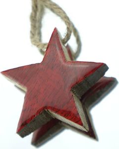 Weihnachtsanhänger Massivo Stern Rot & Natur Ø 5,5 cm - Holz Weihnachtsanhänger Massivo Stern Rot & Natur Ø 5,5 cm - Holz