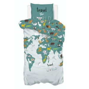 Kinderbettwäsche "Carte du monde" - Baumwolle 140x200 cm - Atmosphera créateur d'intérieur