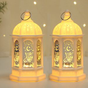 2Stk Ramadan Deko Lampe,Eid Mubarak Laterne Mond Stern Dekoration, Hängend Ramadan Deko Licht für Muslimische Festival Dekorative(Weiß)
