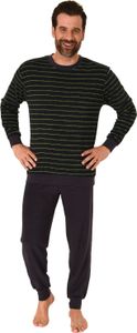 Herren langarm Frottee Pyjama Schlafanzug mit Bündchen - auch in Übergrößen - 212 13 751 ; grün , 54