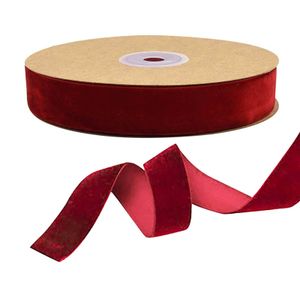 10m Samt-Band 25mm breit Dekoband Zierband Stoffband Geschenkband Borte Farbwahl, Farbe:rot