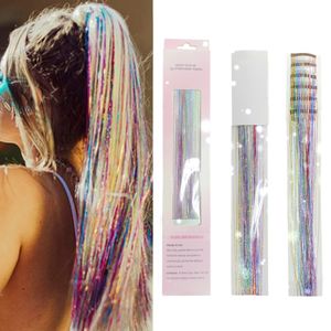 6 kusů vlasů Tinsel Glitter, 50 cm Fake Hair Strands Barevné prodloužení vlasů Hair Glitter pro dívky Party (barevné)