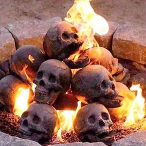 5 Stück Halloween-Schädel-Feuersteine, Halloween-Skelett, Feuerfester Totenkopf aus Keramik, Halloween-Dekoration, Wiederverwendbar, für Feuerstelle, Lagerfeuer, Kamine