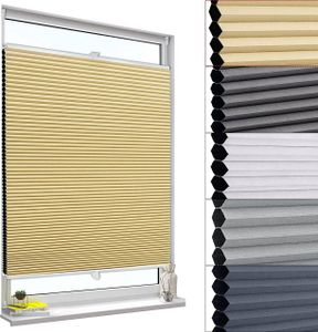 WOLTU Doppelplissee Wabenplissees ohne Bohren mit Klemmträger beige-weiß 85 x 120 cm