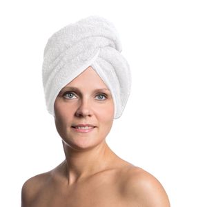 Haarturban / Kopfhandtuch aus Baumwolle, 64 cm, weiß