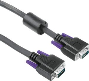 Hama VGA prepojovací kábel, 15.pin., 75 ohmov, feritový, 5 m, čierny